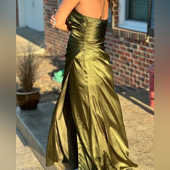 slim fit dress slacks Mermaid Olive Green Velvet Corset Dress